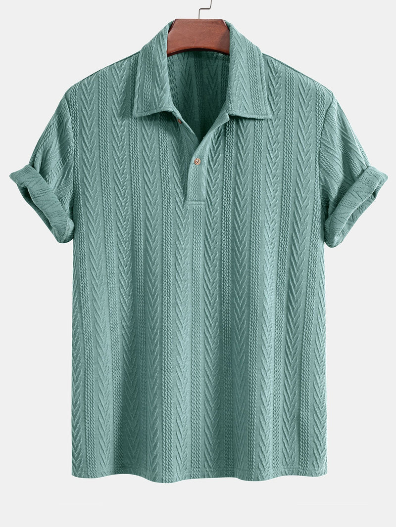 Polo Tricoté à Motif Jacquard Géométrique – Élégance Moderne & Confort Absolu