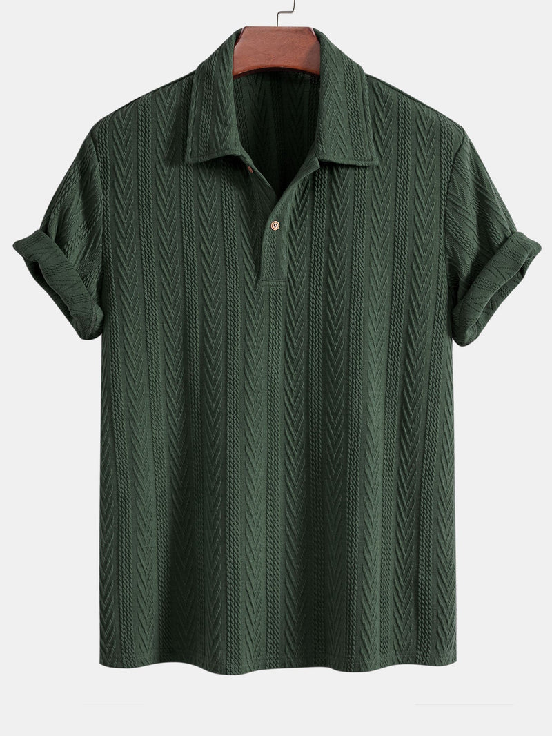 Polo Tricoté à Motif Jacquard Géométrique – Élégance Moderne & Confort Absolu