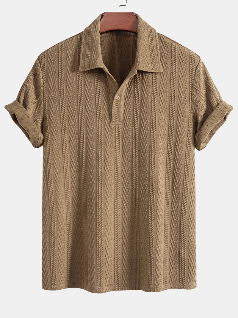Polo Tricoté à Motif Jacquard Géométrique – Élégance Moderne & Confort Absolu