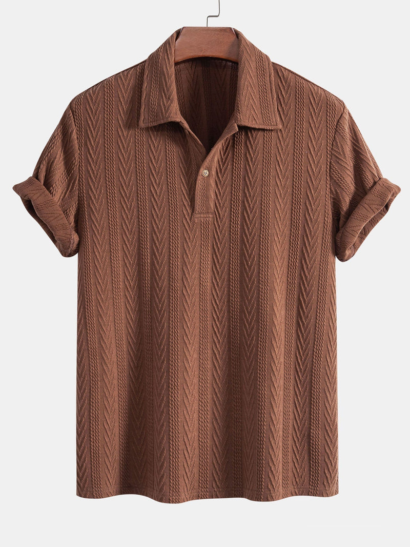 Polo Tricoté à Motif Jacquard Géométrique – Élégance Moderne & Confort Absolu