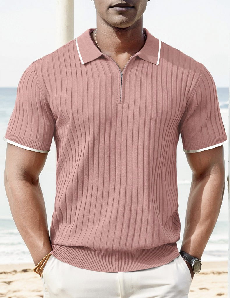 Polo Aule en Maille Côtelée – Style Estival & Confort Moderne