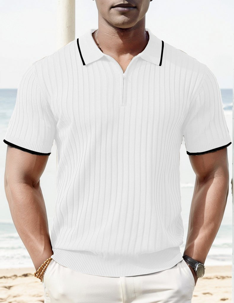 Polo Aule en Maille Côtelée – Style Estival & Confort Moderne