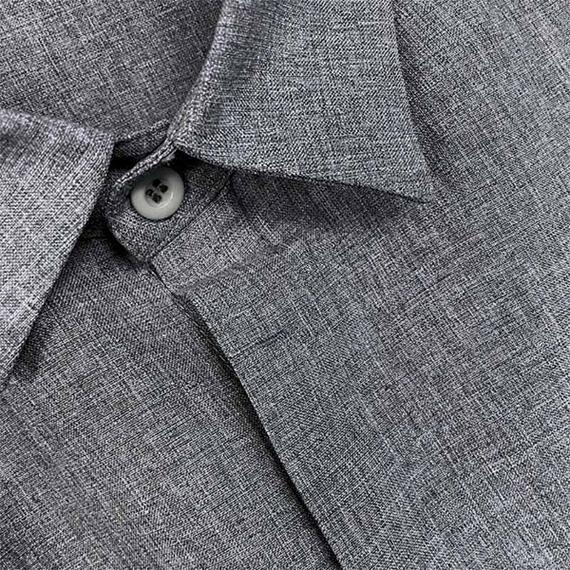 Chemise Homme en Coton et Lin – Manches Courtes – Col Classique – Unie & Respirante