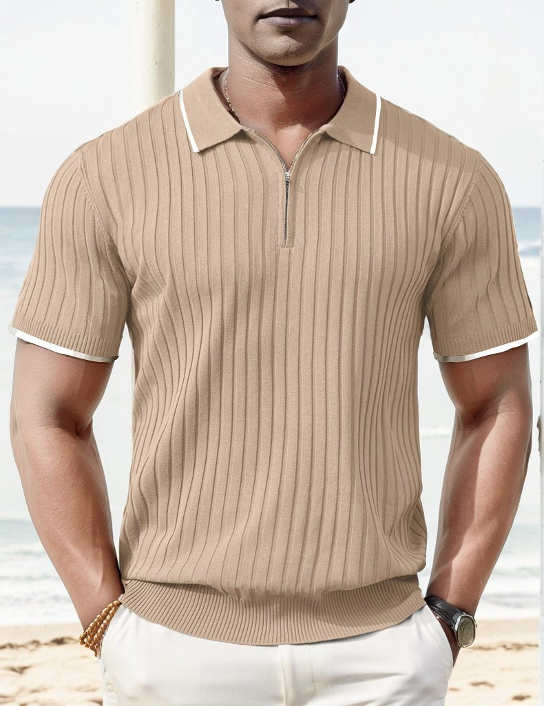 Polo Aule en Maille Côtelée – Style Estival & Confort Moderne