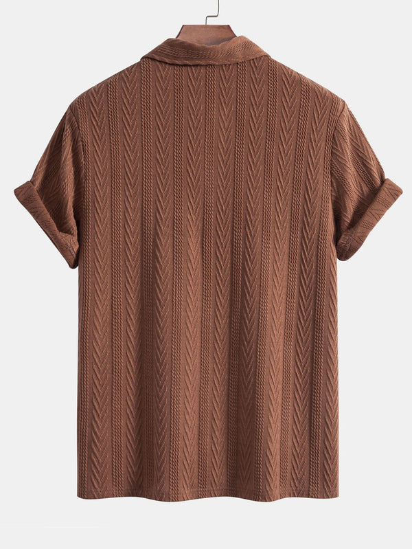 Polo Tricoté à Motif Jacquard Géométrique – Élégance Moderne & Confort Absolu