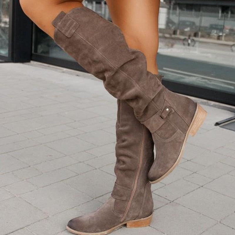 Amara | Bottes Hautes en Cuir Suédine Élégantes