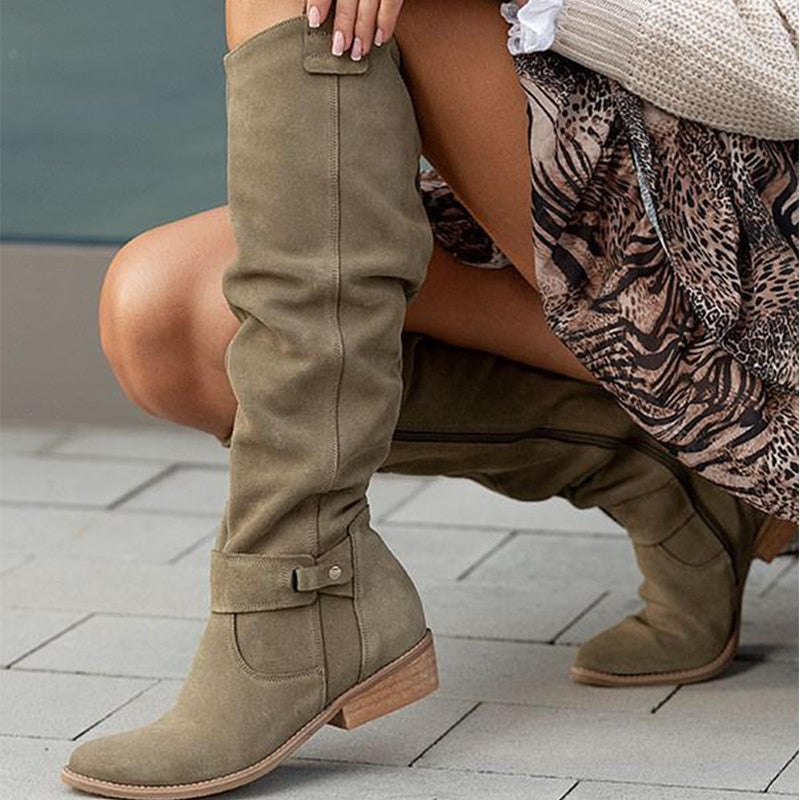 Amara | Bottes Hautes en Cuir Suédine Élégantes