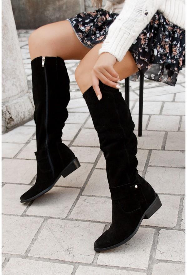 Amara | Bottes Hautes en Cuir Suédine Élégantes