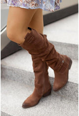 Amara | Bottes Hautes en Cuir Suédine Élégantes
