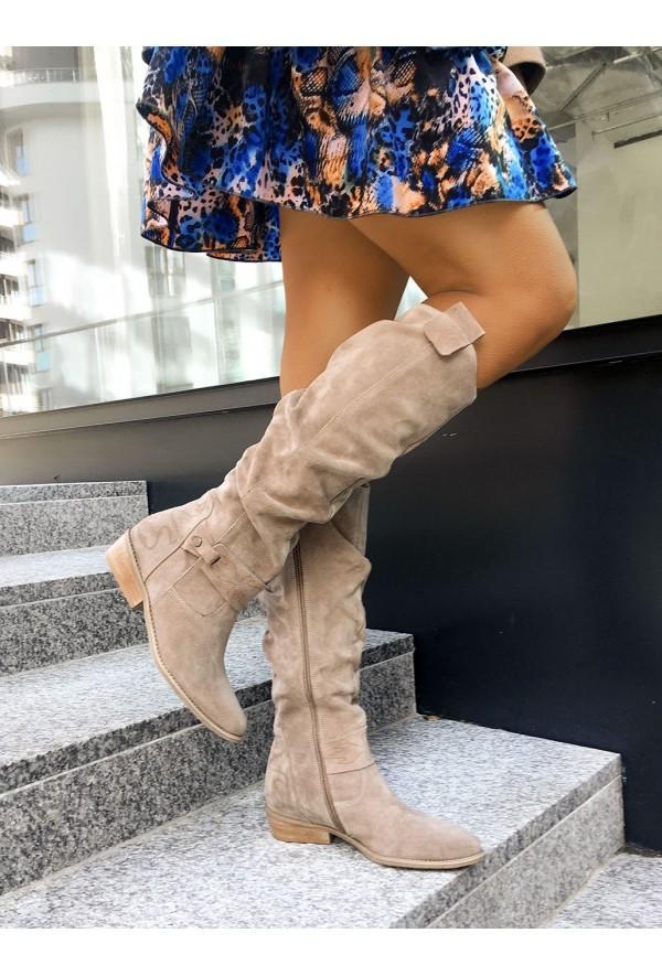 Amara | Bottes Hautes en Cuir Suédine Élégantes