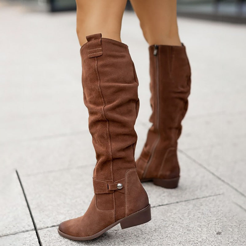 Amara | Bottes Hautes en Cuir Suédine Élégantes