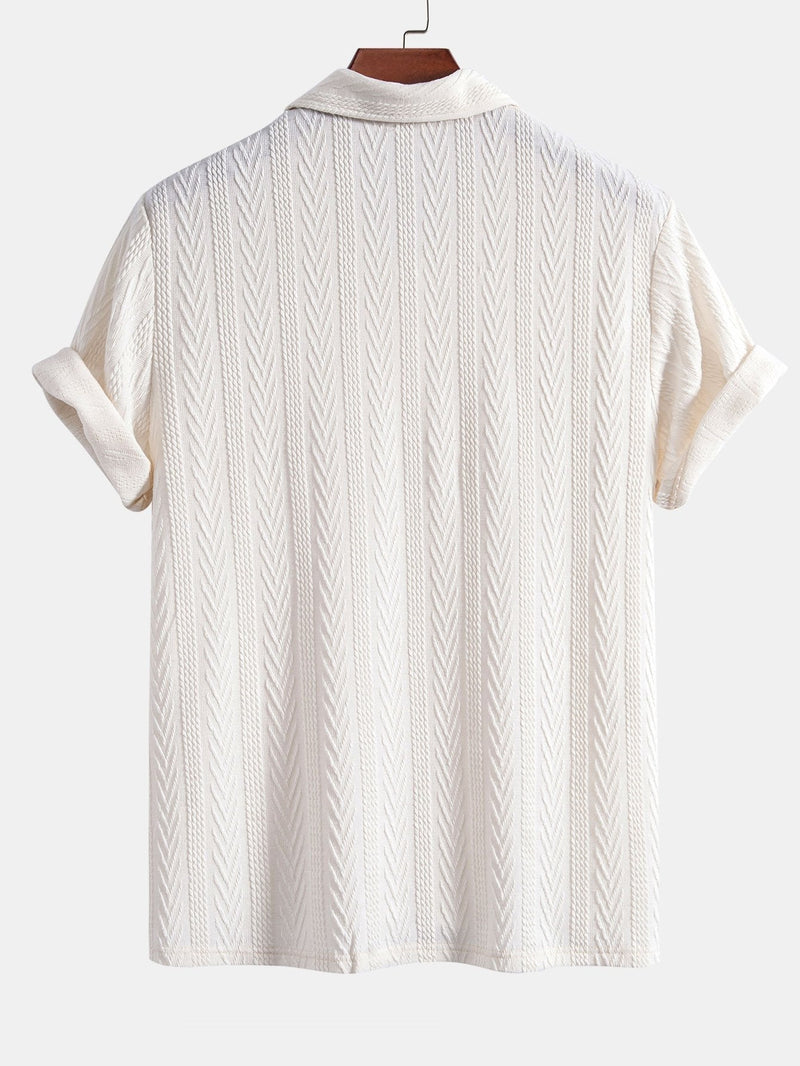 Polo Tricoté à Motif Jacquard Géométrique – Élégance Moderne & Confort Absolu