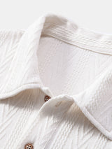 Polo Tricoté à Motif Jacquard Géométrique – Élégance Moderne & Confort Absolu