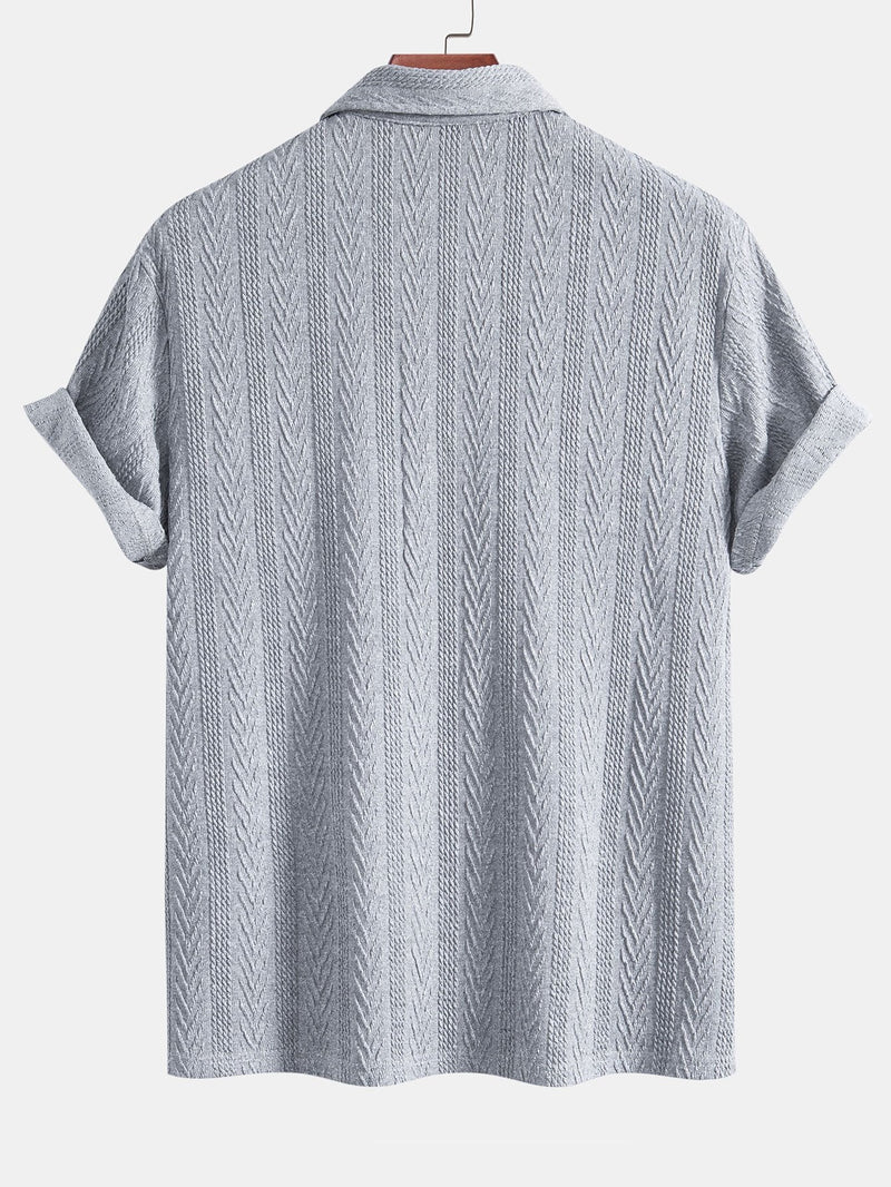 Polo Tricoté à Motif Jacquard Géométrique – Élégance Moderne & Confort Absolu