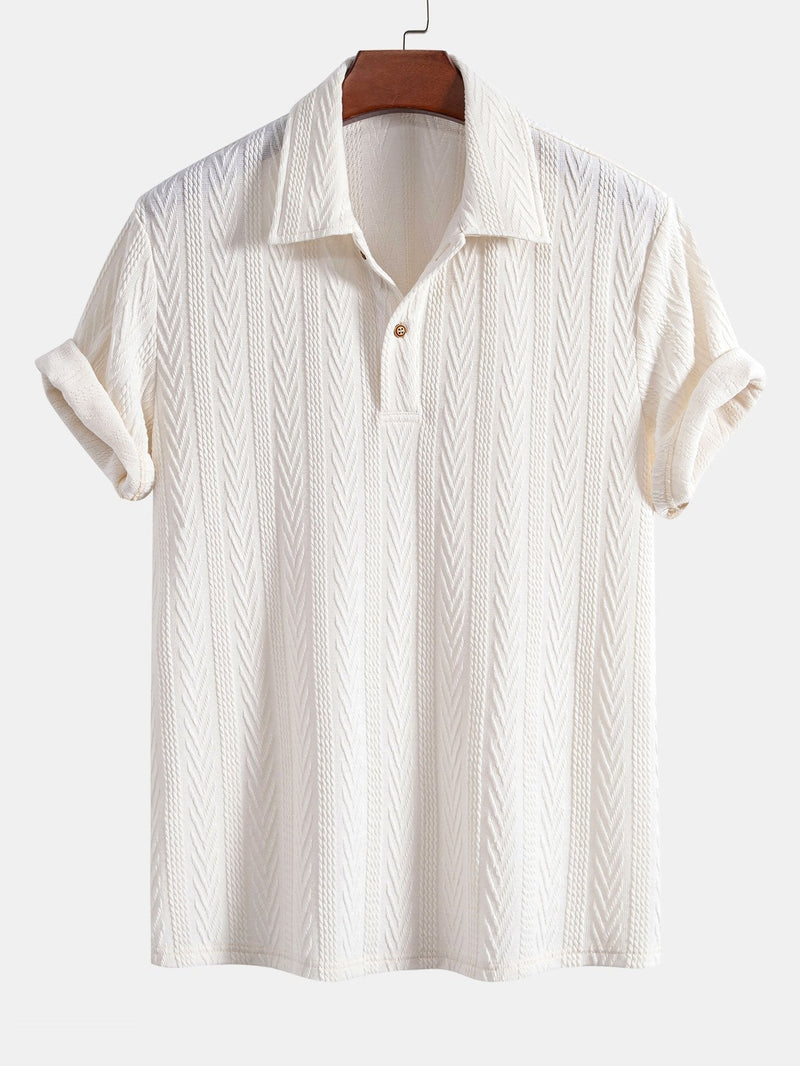 Polo Tricoté à Motif Jacquard Géométrique – Élégance Moderne & Confort Absolu