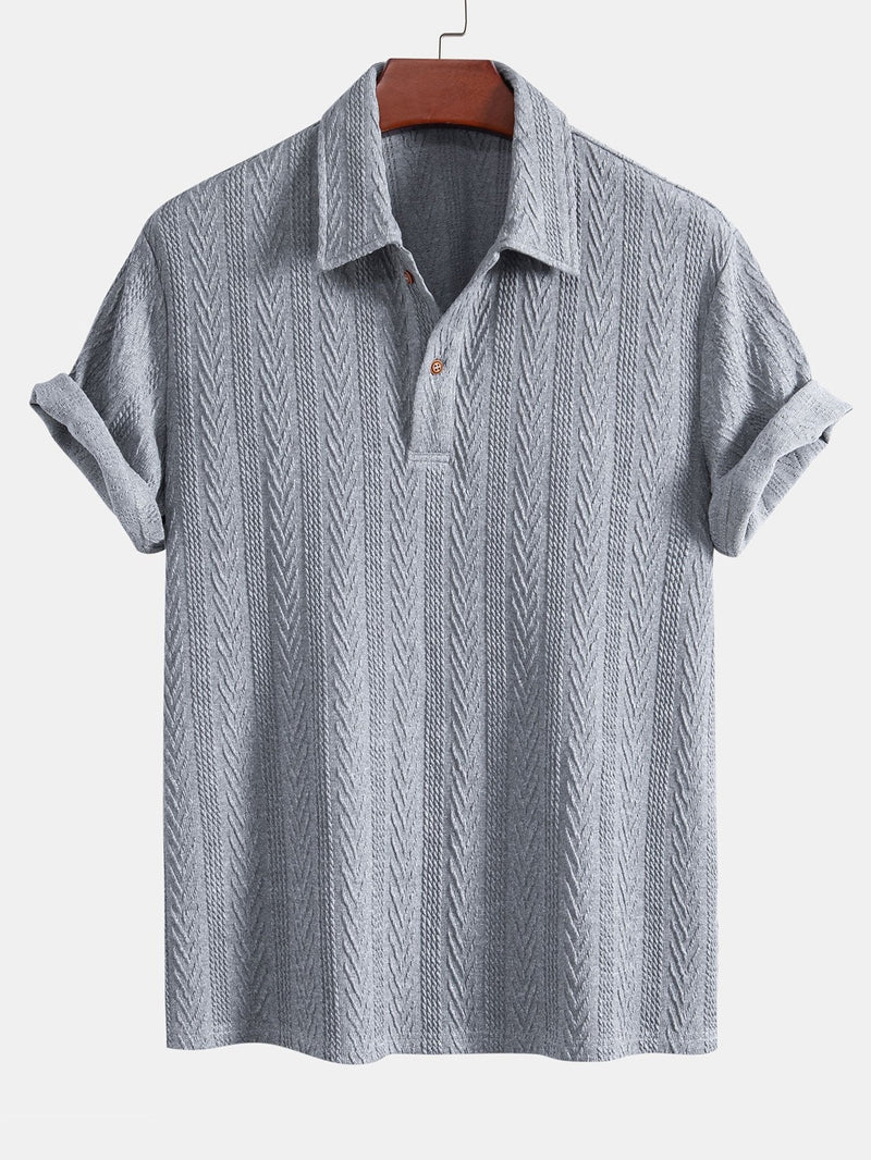 Polo Tricoté à Motif Jacquard Géométrique – Élégance Moderne & Confort Absolu
